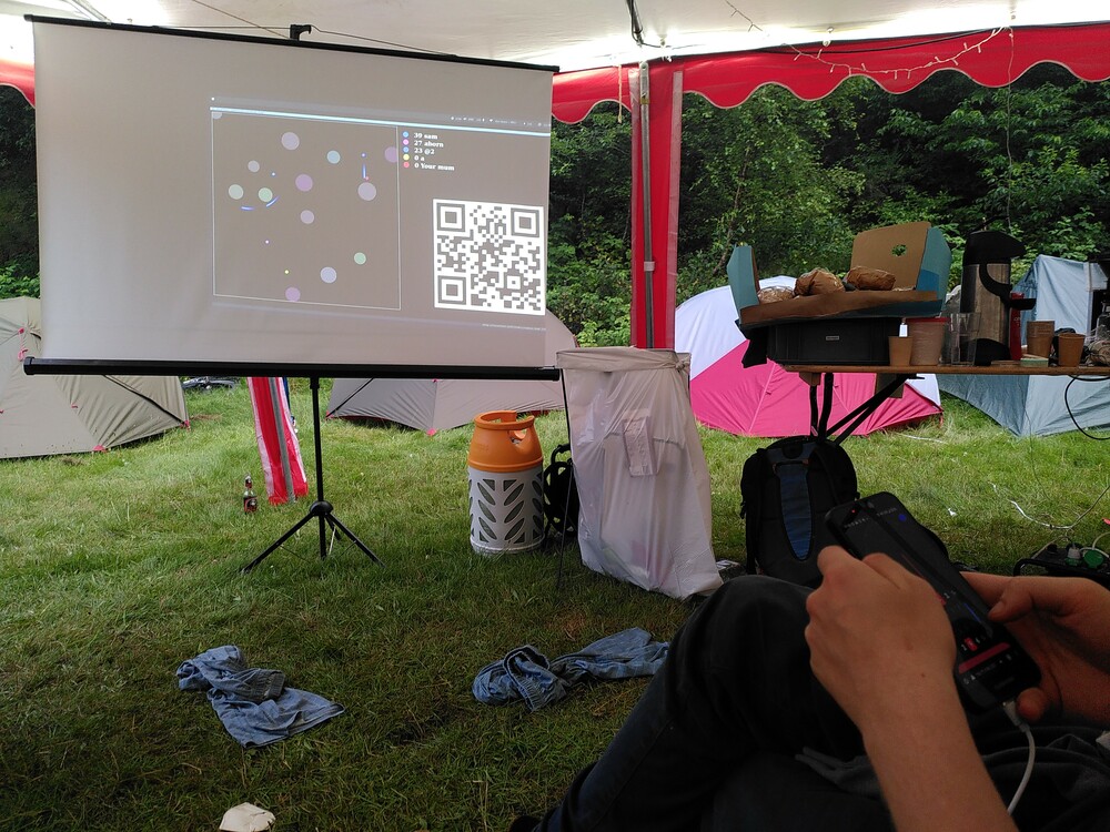 A game being projected on a screen