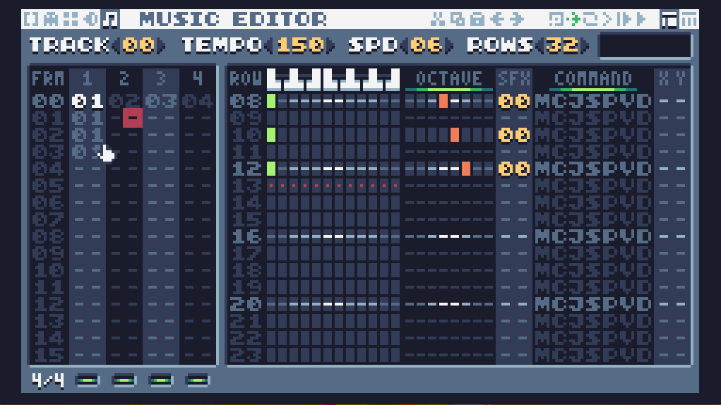 TIC-80 music editor